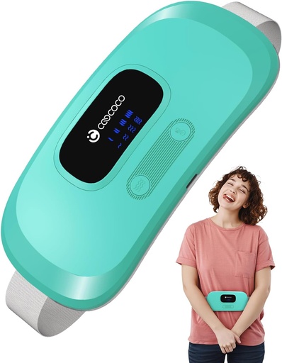 [BRSRAYIRPIFGYYLD] CooCoCo Portable Heating Pad for Period Cramps, Cordless Waist Belt for Menstrual Cramp Relief, 3S Fast Heat Pad with 4 Heat Levels and 4 Vibration Modes, Gifts for Women Girl, Green