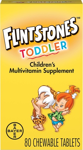 [BRSWIEA7O57B4AAZ] Flintstones Toddler Toddler, Multivitamin cho Toddlers với vitamin C, vitamin D, Folate &, 80ct