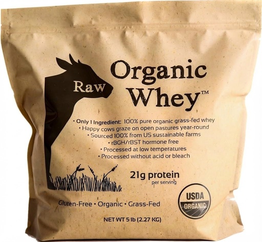 [BRSWECQ6DMOQY3IU] Raw Organic Whey Protein Powder, Grass Fed, Unflavored – 1 Ingredient, No Additives or Fillers, Undenatured, Made in USA, 5 lb