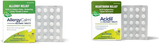 [BRSRAY33AAGWMHTB] Boiron Allergy ו- Acid Reflux Relief Bundle עם AllergyCalm Tablet (60 Count) ו- Acidil for Acid Reflux and Indigestion (60 Count)