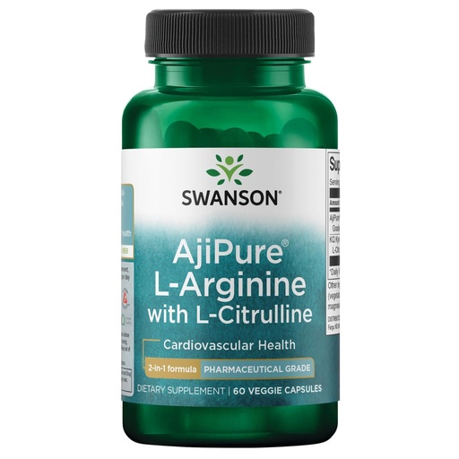 [BRSWIHT4OV6WGEDC] Swanson Amino Acid Ajipure L-Arginine with L-Citrulline 60 Veg Capsules