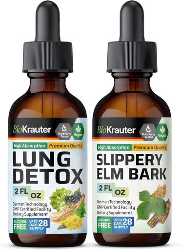 [BRSRAGIZAF7BAHTK] BIO KRAUTER Lung Detox Tincture 2 Fl. Oz. " Slippery Elm Tincture 2 Fl. Oz.