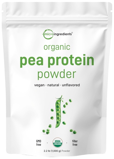 [BRSWKFQ6CYGAK3TO] North America Grown, Organic Pea Protein Powder, 1KG (2.2 Pounds) | Plant-Based Vegan Protein, Meatless Protein Supplement, Natural Branched Chain Amino Acids | Non-GMO, Soy Free