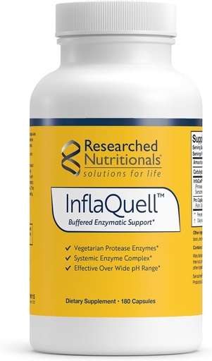 [BRSWIZAOAV4GYEL2] Investigación Nutricional InflaQuell - Vegetarian Proteolytic Enzymes, Ginger & Rutin Suplemento para Respuesta a la Inflamación, Vascular &amp; Respiratory Support (180 cápsulas)