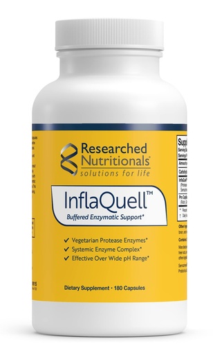 [BRSWIZAOAV4GYEL2] Researched Nutritionals InflaQuell - Vegetarian Proteolytic Enzymes, Ginger & Rutin Supplement for Inflammation Response, Vascular & Respiratory Support (180 Capsules)