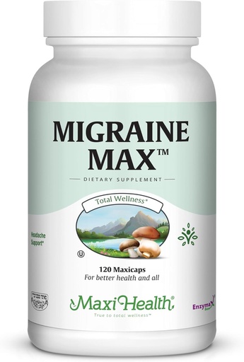 [BRSWIZYBCQBBS3DI] Maxi Health Migraine Max| Powerful Migraine Relief | 100% Natural | 120 Easy-To-Swallow Capsules Kosher-Certified