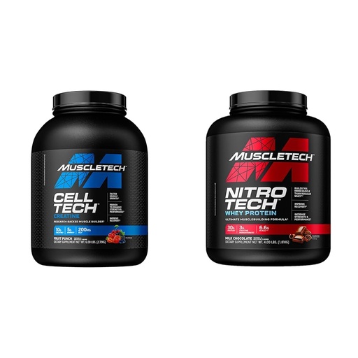 [BRSROAINAVYAICT3] MuscleTech Creatine Monohydrate Powder Cell-Tech Creatine Powder & n Powder Nitro-Tech Whey Protein Isolate & Peptides | Milk Chocolate, 4 Pound (Pack of 1), 40 Servings