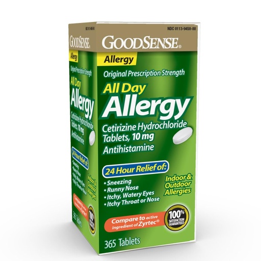 [BRSWIFLQAZ4BGADM] GoodSense 24 Hour Allergy Relief, Cetirizine Hydrochloride Tablets, 10 mg, Antihistamine