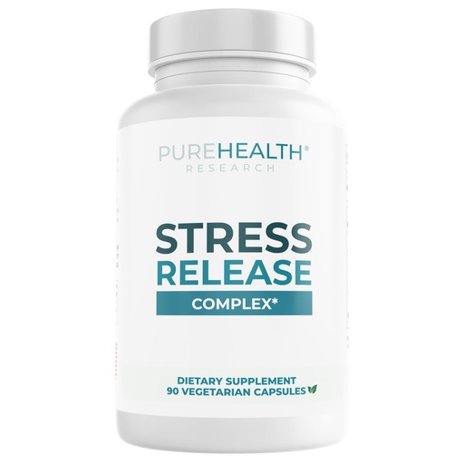 [BRSRMCQFDIMQ23L2] PUREHEALTH RESEARCH Stress Release Complex - Mood Support Supplement for Women & Men - Helps With Occasional Stress & Relaxation - With Ashwagandha, L Theanine, Lemon Balm, Niacin & More - 90 Capsules