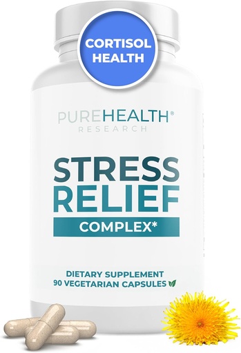 [BRSRMCQFDIMQ23L2] PUREHEALTH RESEARCH Stress Release Complex - Mood Support supplement for Women &apos; Men - Assistances with Occasional Stress &quot;سترخي - With Ashwagandha, L Theanine, Lemon Balm, Niacin &quot; More - 90 Capsules