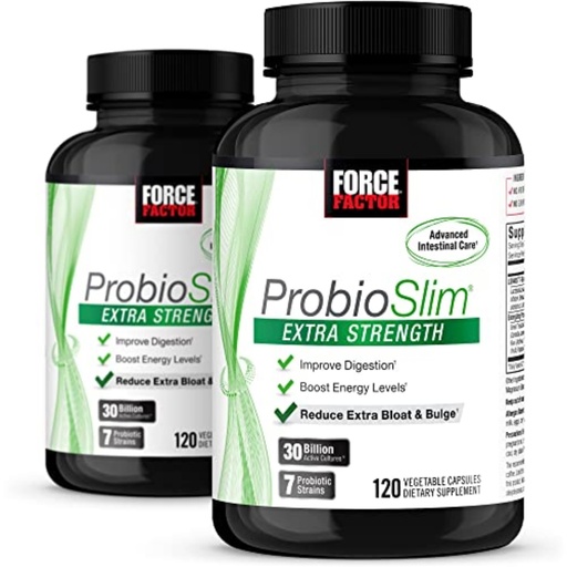[BRSWYBT3O56A2G3D] Force Factor ProbioSlim Extra Strength, Probiotic Supplement for Women and Men with 30 Billion CFUs and Green Tea Extract for Gut Health Support, Bloating and Gas Relief, 2 Month Supply