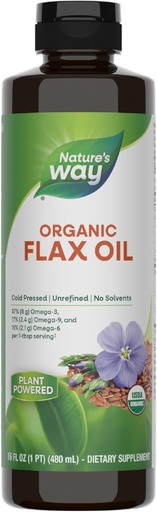 [BRSWIYILOADACHI3] Nature's Way Organic Flax Oil, USDA Certified Organic, Omega-3, 6, 9, Cold Pressed, 16 Fl Oz (Packaging May Vary)