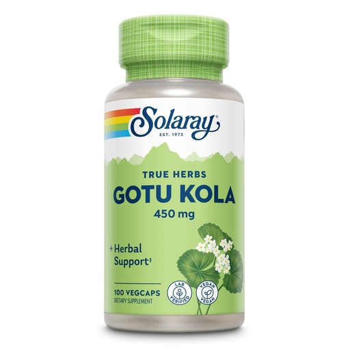 [BRSWIYQAO5YQKYLK] SOLARAY Gotu Kola 450mg - Centella Asiatica Herbal Supplements - Gotu Kola Capsules Made with Whole Aerial for Powerful Wellness Support - Vegan, Non-GMO, Lab Verified, 60-Day Guarantee, 100 Servings