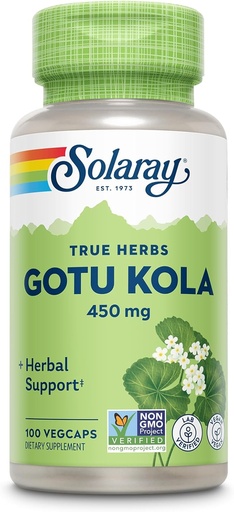 [BRSWIYQAO5YQKYLK] SOLARAY Gotu Kola 450mg - Centella Asiatica Herbal Supplements - Gotu Kola Capsules Made with Whole Aerial for Powerful Wellness Support - Vegan, Non-GMO, Lab Verified, 60-Day Guarantee, 100 Servings
