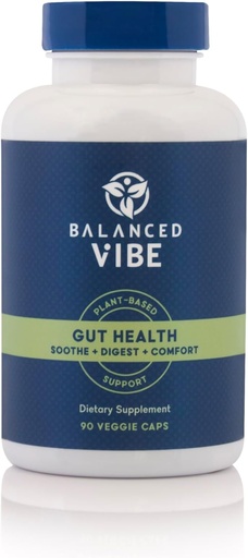 [BRSWYGD7OAAQEC33] Balanced Vibe Organic Gut Health Supplement | Plant-Based Digestive & Gut Lining Support | L-Glutamine, Glycine & 5 Organic Herbs to Reset Healthy Digestion and Fuel Your Day | 90 Capsules