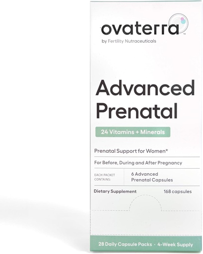 [BRSW2GLRCEDWM235] Ovaterra Advanced Prenatal Vitamins for Women with 550mg Choline, Methylfolate, Chelated Iron & 24 Nutrients 168 Capsules - 28 Day Supply