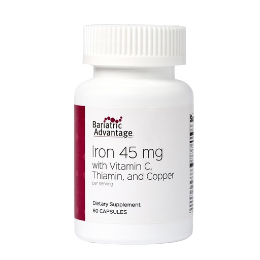 [BRSWKFA2CINQIDDE] Bariatric Advantage Iron 45 mg with Vitamin C, Thiamin & Copper - Increased Absorption and Utilization - Easily Digestible for Bariatric Patients - 60 Count