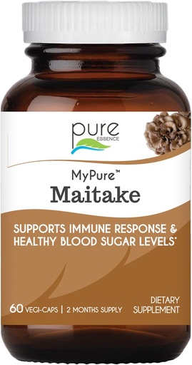 [BRSWGFANOEFRYHL2] PURE ESSENCE LABS MyPure Maitake Mushrooms - Concentrated Maitake Mushroom Powder Supplement for Immune System Support, Stress Relief, Build Energy, Strength Booster for Men & Women - 2 Month Supply