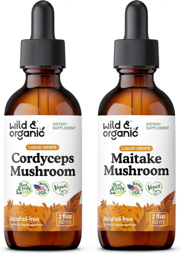 [BRSRABD4A56B4GYV] Wild & Organic Cordyceps Mushroom Tincture 2 fl oz & Maitake Mushroom Tincture 2 fl oz