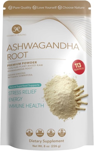 [BRSRAAQ3AV7QAELU] Ashwagandha Root Powder | Organic Adaptogen | 8 oz (113 Servings) | 2 Grams per Serving | Ayurvedic Stress Support & Energy Booster | Non-GMO, Vegan, Gluten-Free