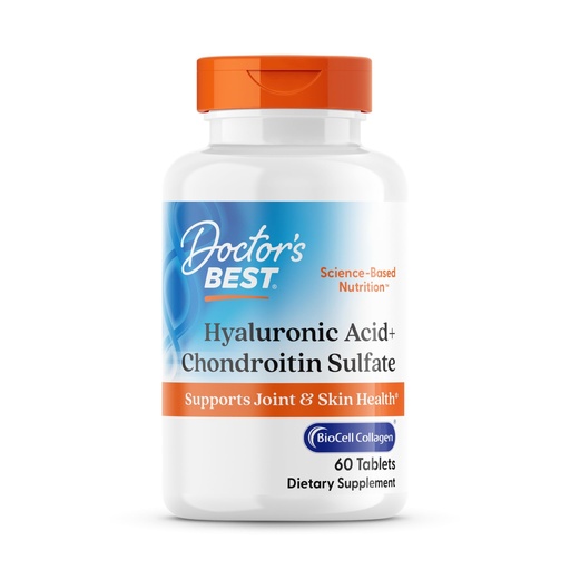 [BRSWIZYCCUGQGFTM] Doctor's Best Hyaluronic Acid with Chondroitin Sulfate - Joint Health Support Supplement for Women & Men, BioCell Collagen, Non-GMO, Gluten Free, Soy Free - 60 Tablets