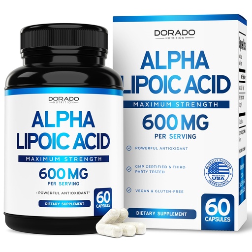 [BRSRAZA2CIPAOCLU] Alpha Lipoic Acid 600mg per Serving 60 Capsules - Potent Antioxidant for Neuropathy and Cardiovascular Health (ALA Supplement) - Third Party Tested, Non-GMO, Gluten Free, Vegan & USA Made
