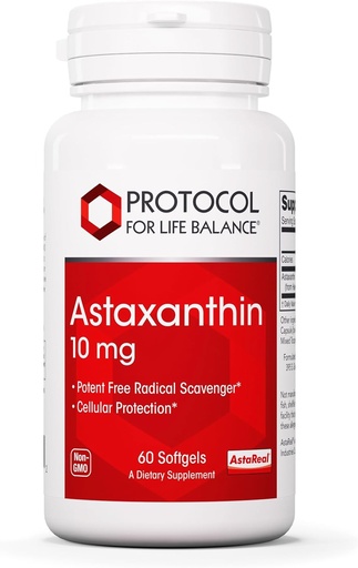 [BRSWI2T2CYORSDLC] 프로토콜 Astaxanthin 10mg Softgels - 셀룰러 건강 지원 * - Carotenoid Astaxanthin 보충제 - Non-GMO 및 Dairy Free - 60 Softgels