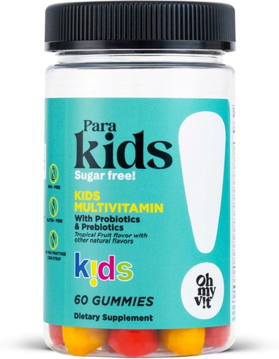 [BRSROBT7OEIROGYZ] ¡Oh mi VIT! Para Kids Gummy Multivitamin with Probiotics & Prebiotics, Tropical Fruit Flavor for Children Ages 4+, 60 Count