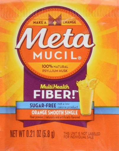[BRSWIFYMAYCRMCTE] Metamucil - MultiHealth Fiber Singles Orange Smooth Sugar-Free, 0.21 Ounce, Pack of 30