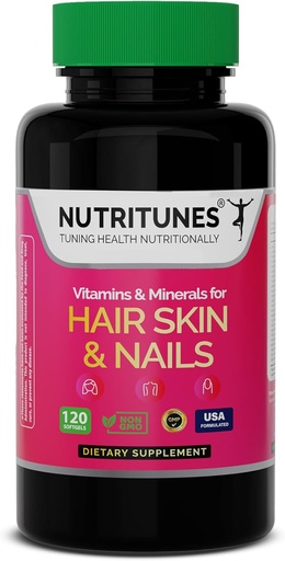 [BRSROBQ6AR5AYETF] Rambut Skin dan Nail Vitamin - Biotin & Collagen Formula dengan B Vitamin, Zinc & Selenium - Promotes Kekuatan Rambut, Skin Hydration & Nail Kesehatan - 120 Softgels