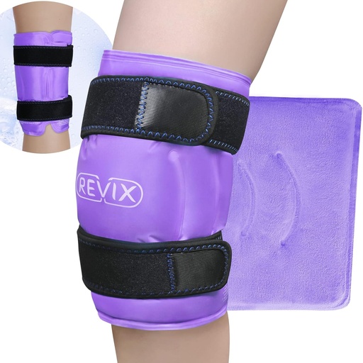 [BRSW2HD2B4HAYA3F] REVIX XL Knee Ice Wrap Around Entire Knee, Gel Ice Pack for Muscle Ache, Cold Pack to Reduce Discomfort and Promote Flexibility, Soft Plush Linings, Purple