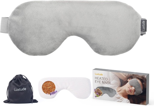 [BRSROA34OEDRSD32] Luxtude Heated Eye Masks for Dry Eyes with Flaxseed & Lavender, Microwave Warm Eye Compress Moist Heat, Weighted Eye Mask for Sleeping, Hot Stye Eye Compress for Puffy Eyes, Dark Circles (Gray)