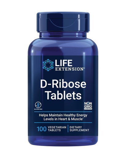 [BRSWIYIYPMMBOGQV] Life Extension D-Ribose Tablets, Plus Calcium, Helps Maintain Healthy Energy Levels in Heart and Muscle, Encourages the Production of ATP, Gluten-Free, Non-GMO, Vegan, 100 Vegetarian Tablets