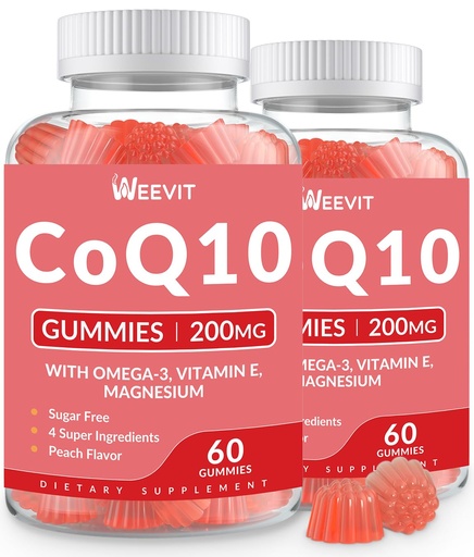 [BRSRA2Q3DEGRAG3K] Sugar Free CoQ10 Gummies 200 MG, Coenzyme Q10 (Ubiquinone) Gummies for Adults, Co Q10 Supplement with Omega-3, Magnesium, Energy, Brain Support