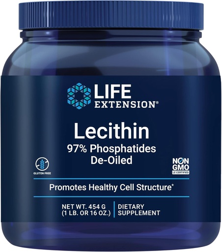[BRSWIYQFCUAGOHLI] Extensión de la vida Lecithin, promueve la estructura y función de células sanas en el cerebro, sin gluten, no GMO, Vegetariano, 454 gramos