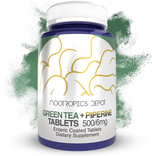 [BRSWY2QOOEFBAADL] Nootropics Depot Green Tea Extract Tablets ← 60 Cuenta Silencio 500mg Silencio Mínimo 45% EGCG + 6mg Piperine Silencio Enteric Coated