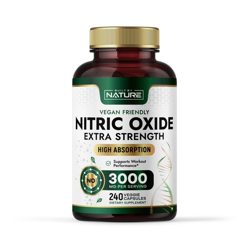 [BRSRAZIYCN7WC3L4] Built by Nature Nitric Oxide Supplement with L-Arginine and L-Citrulline - 240 Capsules