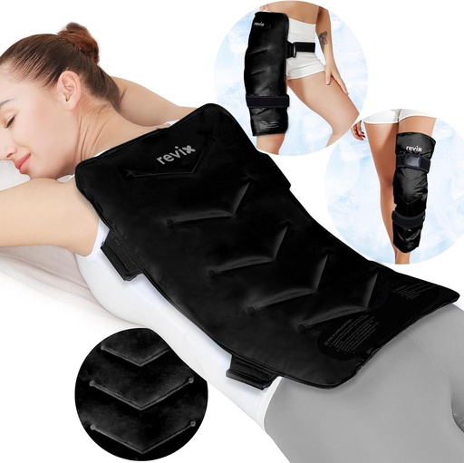 [BRSROFQPBV4BQALV] REVIX Extra Large Ice Pack for Back, 13” x 21” Reusable Gel Cold Pack Wrap for Full Back, Hip, and Leg Relief, XXL Cold Compress for Muscle Soreness, Fatigue, and Everyday Recovery, Black