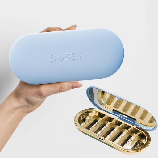 [BRSREAYLDIHQMDTZ] Dosey 7 Day Pill Compact Travel Pill Organizer - 7 Pill Case ilə Pill Medical Storage & Protection üçün kompüterlər - Mirror (Blue) ilə Stylish & Elegant Drug Organizer