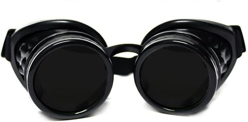 [BRSWGYYCAQCA23T4] GloFX Steampunk Goggles Tinted - Rave EDM Festival Accessories - Gothic Cosplay Welder Goggles - Black Goggles with Dark Tint Lenses