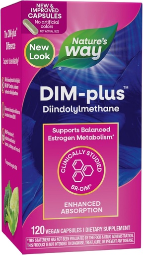 [BRSWIYTQAV5AMCI3] Nature's Way DIM-Plus, DIM-supplement, Ondersteunt Balanced Estrogen Metabolisme*, Ondersteunt Estrogen Hormone Balance*, Diindolylmethaan, 120 Vegan Capsules