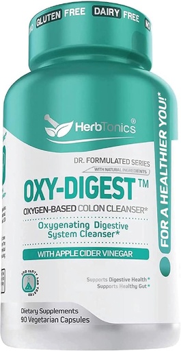 [BRSWGCQLDIIWG3Q6] Herbtonics Oxygen Based Colón Cleanse e Detox Digestive System Fórmula com Apple Cider Vinagre .Pills Colon Cleanser para Adultos .90 Cápsulas Vegan grátis sem glúten