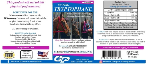 [BRSROAQTAUCRQ2TB] SU-PER Tryptophane Horse Calming Supplement - Maintain Calmness and Supports Balanced Behavior - 12.5 Pounds, 6 Month Supply