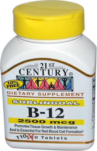 [BRSWKH3ZCIDBGETB] 21st Century, B-12, 2500 mcg, 110 Tablets - 2pc