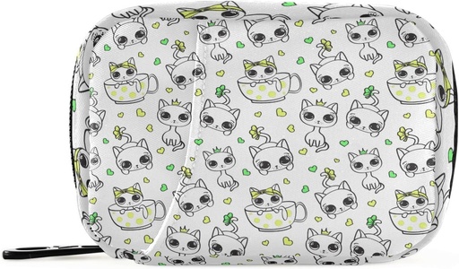 [BRSRMCQ6OB5AYYAZ] Pill Box Cat 7 Day Pill Case Travel Pill Organizer Bag med Zipper Portable Weekly Vitamin Medicine Supplement Holder Pouch Bag