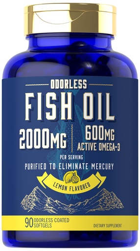 [BRSROZAHOIIQYA3F] Carlyle Fish Oil 2000mg | 600mg Omega 3 Supplement for Men & Women | 90 Odorless Softgels | Lemon Flavored | Non-GMO and Gluten Free