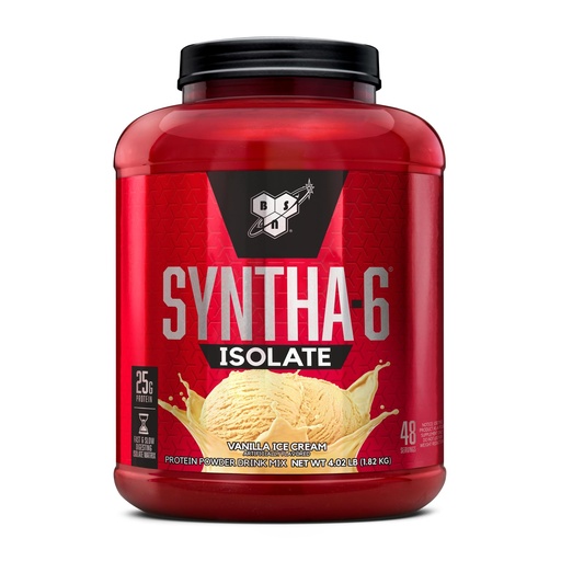 [BRSWI233OUGAG3D2] BSN SYNTHA-6 Isolate, Vanilla Post Workout Protein Powder for Muscle Gain, Whey Protein Isolate, Milk Protein Isolate, Essential Amino Acids, Vanilla Ice Cream, 4.02 Pounds, 48 Servings