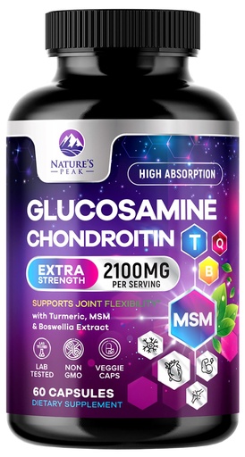 [BRSW2AD7B4NRAHT4] Glucosamine Chondroitin, MSM & Turmeric - Extra Strength Joint Support Supplement with 1500mg Glucosamine Sulfate per Serving - for Cartilage, Joint Health & Flexibility - Bottled USA - 60 Capsules
