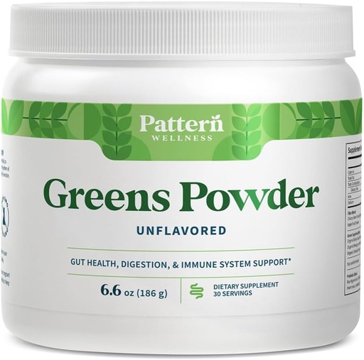 [BRSROFANO4IQYDQY] Pattern Wellness Greens Powder Superfood – with Antioxidant, Digestive Enzyme, Fiber, Probiotic & Adaptogen Blends – Supports Gut, Digestive & Immune Health – 30 Servings - 6.6 oz (Unflavored)