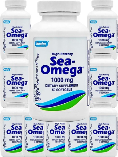 [BRSRAHYYA57GO3Y3] 500 Softgels (10 Bottle) High Potency Rugby 1000mg Natural Deep Sea Hiccupsless Fish Oil Omega-3 Fatty Acid (EPA 300mg & DHA 200mg) for Men & Women,Promotes Brain/Hair/Skin & Heart Health,Made in USA